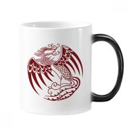 Dıythinker 350 ml Çin Phoenix Hayvan Portre Şekil Değiştiren Isıya Duyarlı Renk Saplı Kupa