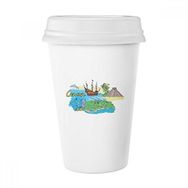 Dıythinker 350 ml City Cancun Meksika Adası Maya Tapınağı Suluboya Klasik Kupa