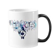 Dıythinker 350 ml City Modern İnşaat Saat Saat Suluboya İllüstrasyon Renk Kupa