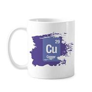 Dıythinker 350 ml Cu Bakır Kimyasal Element Bilim Boya Fırçası Kupa Beyaz Seramik Kupa