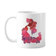 Dıythinker 350 ml Cyprinoid Kırmızı Pembe Mor Kuyruk Klasik Beyaz Çömlekçilik Seramik Saplı Kupa