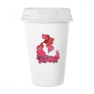 Dıythinker 350 ml Cyprinoid Kırmızı Pembe Mor Kuyruk Klasik Kupa Beyaz Çömlekçilik Seramik Kupa