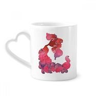 Dıythinker 350 ml Cyprinoid Kırmızı Pembe Mor Kuyruklu Kupaları Seramik Kupa