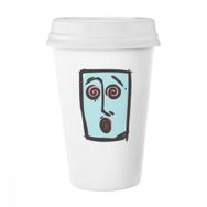 Dıythinker 350 ml Dizzy Soyut Yüz Eskizi İfadeleri Online Sohbet Klasik Beyaz Çömlek Seramik Kupa