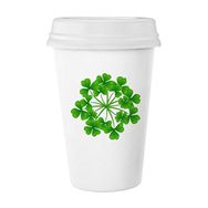 Dıythinker 350 ml Dört Yapraklı Yonca Dairesi İrlanda St.patrick's Day Klasik Beyaz Çömlek Seramik Kupa