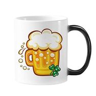 Dıythinker 350 ml Dört Yapraklı Yonca Sarı Bira İrlanda St.Patrick Günü Değişen Renk Kupa