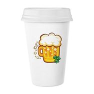 Dıythinker 350 ml Dört Yapraklı Yonca Sarı Bira İrlanda St.patrick's Day Klasik Beyaz Çömlek Seramik Kupa