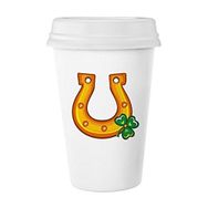 Dıythinker 350 ml Dört Yapraklı Yonca U Tipi Demir İrlanda St.patrick's Day Klasik Beyaz Çömlek Seramik Kupa