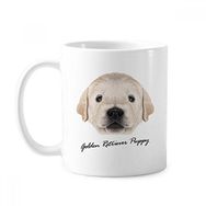 Dıythinker 350 ml Eğitimli Golden Retriever Yavru Köpek Hayvan Klasik Beyaz Çömlek Seramik Saplı Kupa