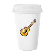 Dıythinker 350 ml El Boyaması Enstrüman Gitar Meksika Kültürü Element İllüstrasyon Klasik Beyaz Çömlek Seramik Kupa
