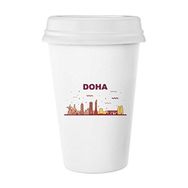 Dıythinker 350 ml El Boyaması Şehir Simgesi İnşaat Doha Kültür Elemanları Klasik Kupa