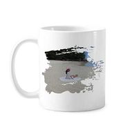 Dıythinker 350 ml Ellie Yao Güzel Kız Plaj Deniz Resifi Boya Fırçası Kupa Beyaz Seramik Kupa