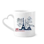Dıythinker 350 ml Eyfel Kulesi Fransa Paris Çizgi Çizim Kupaları Seramik Kupa