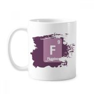 Dıythinker 350 ml F Florin Kimyasal Element Bilim Boya Fırçası Kupa Beyaz Seramik Kupa
