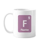 Dıythinker 350 ml F Florin Kimyasal Element Bilim Klasik Kupa Beyaz Çömlekçilik Seramik Kupa