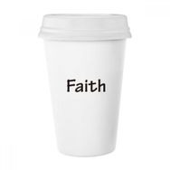 Dıythinker 350 ml Faith Kelime İlham Verici Sözler Klasik Beyaz Çömlek Seramik Kupa