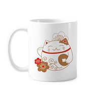 Dıythinker 350 ml Fat Lucky Fortune Kedi Çiçek Bakır Japon Kültürü Klasik Kupa