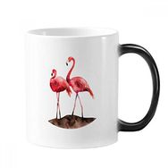 Dıythinker 350 ml Flamingo Çift Kırmızı Aşk Değiştiren Renk Kupa