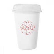 Dıythinker 350 ml Flamingo Desenli Pembe Beyaz Klasik Kupa