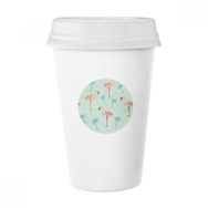 Dıythinker 350 ml Flamingo Desenli Pembe Hayvan Klasik Kupa Beyaz Çömlekçilik Seramik Kupa