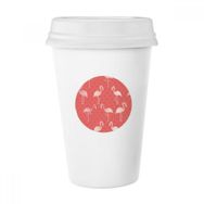 Dıythinker 350 ml Flamingo Desenli Pembe Renk Klasik Kupa Beyaz Çömlekçilik Seramik Kupa