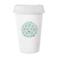Dıythinker 350 ml Flamingo Desenli Pembe Yeşil Klasik Kupa