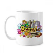 Dıythinker 350 ml Futbol Oscar Niemeyer Brezilya Grafiti Klasik Beyaz Çömlek Seramik Tutacaklı Kupa