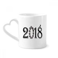 Dıythinker 350 ml Garland 2018 Font Happy New Year Kupaları Seramik Kupa