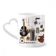 Dıythinker 350 ml Gitar Müzik İllüstrasyonu Soyut Mavi Desenli Kupaları Seramik Kupa