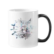 Dıythinker 350 ml Globe Big Ben Eyfel Kulesi Suluboya Resim Değişen Renk Kupa