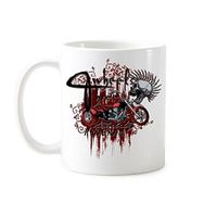 Dıythinker 350 ml Grafiti Sokak Kültürü Kanlı İskelet Motor Döngüsü Sanat İllüstrasyon Desen Klasik Kupa