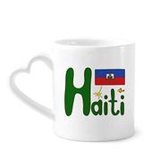 Dıythinker 350 ml Haiti Ulusal Bayrak Kırmızı Mavi Desenli Kupaları Seramik Kupa