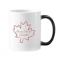 Dıythinker 350 ml Happy Canada Day 4. Temmuz Akçaağaç Yaprağı Basit Çizgi Çizim Değişen Renk Kupa
