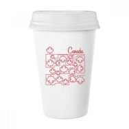 Dıythinker 350 ml Happy Canada Day 4. Temmuz Akçaağaç Yaprağı Birleştirilmiş Resim Klasik Beyaz Çömlek Seramik Kupa