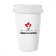 Dıythinker 350 ml Happy Canada Day 4. Temmuz Akçaağaç Yaprağı Kanada Bayrağı Klasik Beyaz Çömlek Seramik Kupa