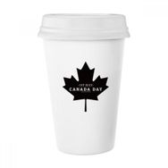 Dıythinker 350 ml Happy Canada Day 4. Temmuz Siyah Akçaağaç Yaprağı Klasik Beyaz Çömlek Seramik Kupa