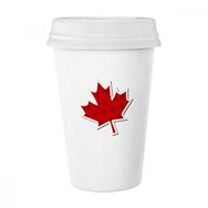 Dıythinker 350 ml Happy Canada Day Dikey Tahıl Akçaağaç Yaprağı Klasik Beyaz Çömlek Seramik Kupa