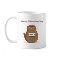 Dıythinker 350 ml Happy Groundhog Day Abd Amerika Kanada Festivali Klasik Beyaz Çömlek Seramik Saplı Kupa