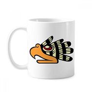 Dıythinker 350 ml Hint Soyut Sanat Çizim Kartal Kafası Klasik Kupa Beyaz Çömlekçilik Seramik Kupa