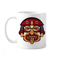 Dıythinker 350 ml Hint Soyut Sanat Çizim Totem Kutup Yüzü Klasik Kupa Beyaz Çömlekçilik Seramik Kupa