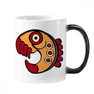Dıythinker 350 ml Hint Soyut Sanat Çizimi Piranha Amazon Değişen Renk Kupa