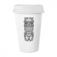 Dıythinker 350 ml Hint Soyut Totem Çizgi Çizim Totem Kutup Yüzü Klasik Kupa