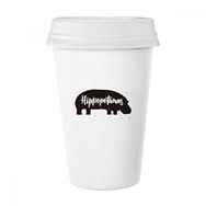 Dıythinker 350 ml Hipopotamus Siyah Beyaz Hayvan Klasik Kupa Beyaz Çömlekçilik Seramik Kupa
