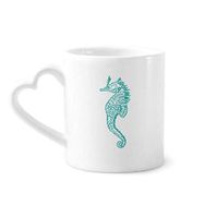 Dıythinker 350 ml Hippocampus Deniz Yaşamı Mavi Desenli Kupaları Seramik Kupa