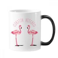 Dıythinker 350 ml Hitched Flamingo Çift Renk Değiştiren Renk Kupa