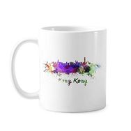 Dıythinker 350 ml Hong Kong Çin Ülke Şehir Suluboya İllüstrasyon Klasik Kupa