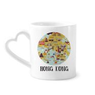Dıythinker 350 ml Hong Kong Haritası Gezi Çin Kupaları Seramik Kupa
