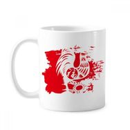 Dıythinker 350 ml Horoz Yılı Hayvan Çin Zodyak Boya Fırçası Kupa Beyaz Seramik Kupa