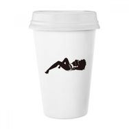 Dıythinker 350 ml Hot Girl Girl Gal Silhouette Klasik Kupa Beyaz Çömlekçilik Seramik Kupa