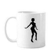 Dıythinker 350 ml Hot Woman Dans Silüeti Klasik Kupa Beyaz Çömlekçilik Seramik Kupa
